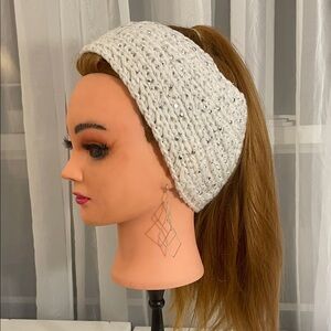 White Knit Headband with Sequins (one size)